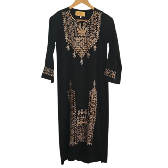 Dresses & Skirts - Abyaa Black Embroidered Abaya Dress Made in Jordan Modest Ramadan Eid Kaftan SzS